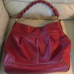 Nordstrom red leather snap hobo bag